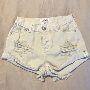 ONE TEASPOON Hawks Off White Denim Shorts size 26